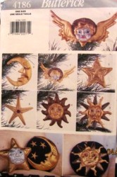 4186 BUTTERICK CELESTIAL TREE TOP,  MOON/ SUN / PILLOWS, ORNAMENTS PATTERN UNCUT